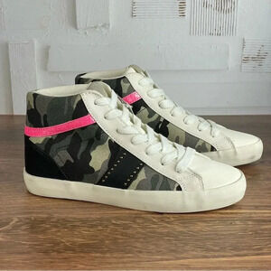 Womens Nine West Green Camo High‎ Top Sneakers NEW Size 7 and 7.5